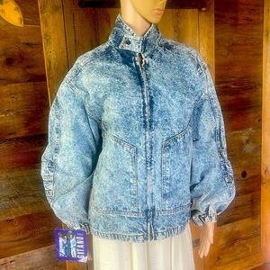 GITANO New NOS acid washed embroidered rose 80s jean jacket